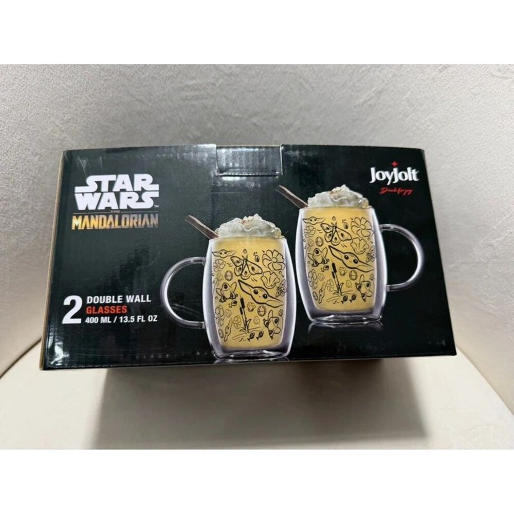 JoyJolt Star Wars Mandalorian Nature Friends Grogu Mugs Set 2 New 13.5oz